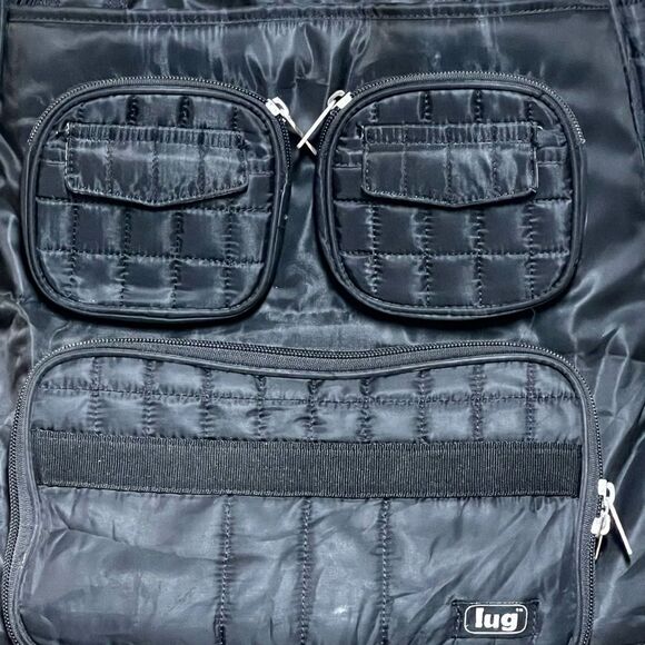 LUG Black Quilted Work Travel Tote Gym Diaper Bag Purse Puddle Jumper - Picture 7 of 8